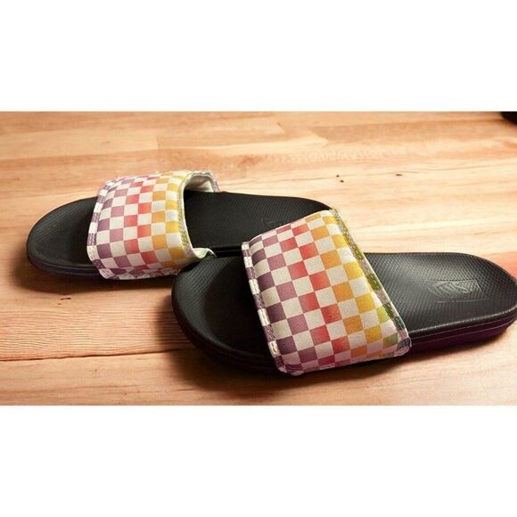 Vans Rainbow Check Multicolor Slip On Slide Sandals-Sz Missy 6 - Picture 3 of 7